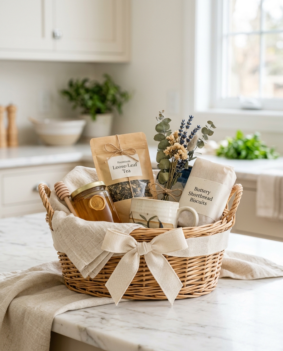 Gift baskets handmade by Hearth & Ribbon